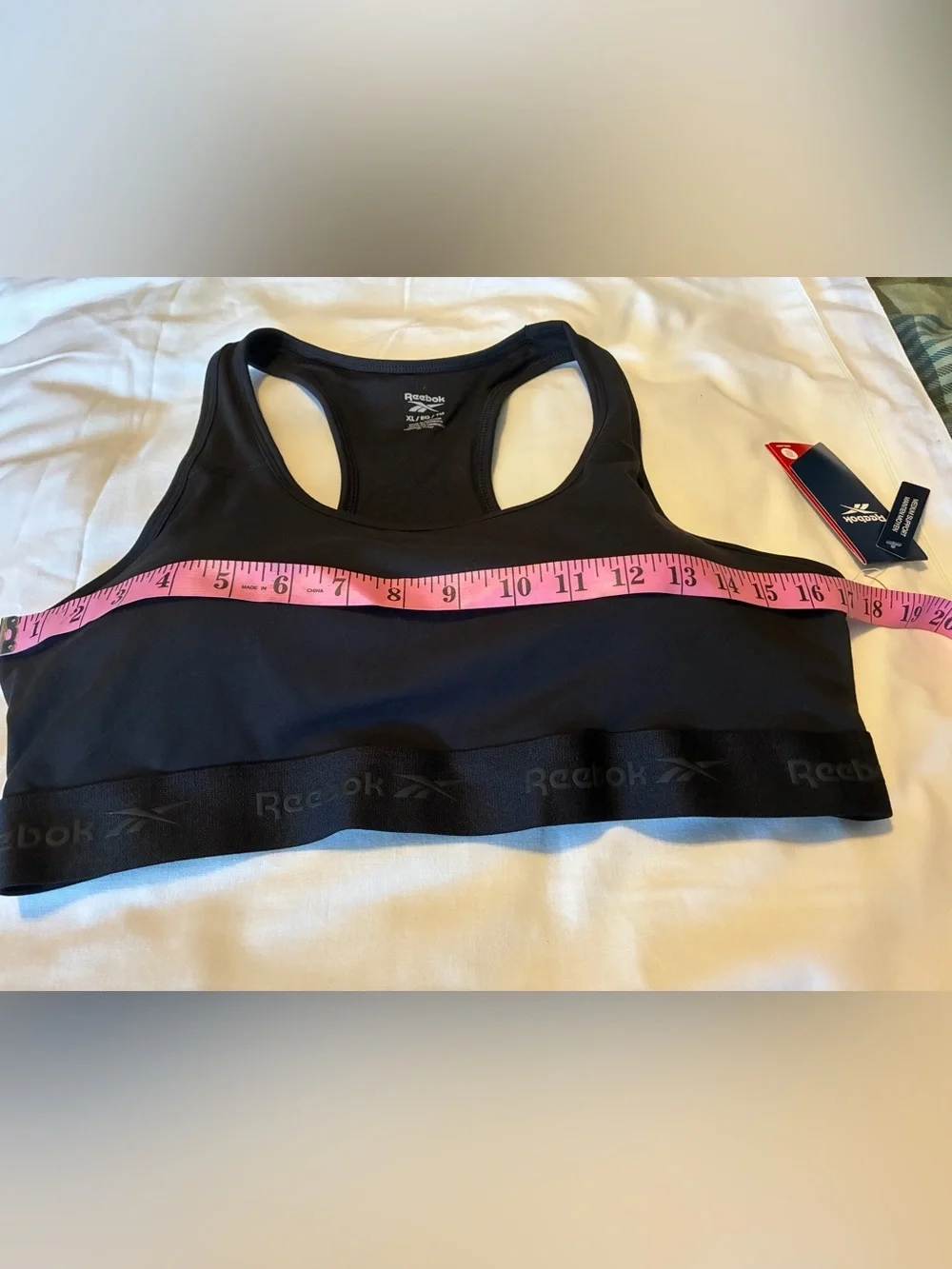 Reebok Black Sports Bra XL Medium Support Racerback Stretch Activewear Gym Yoga
